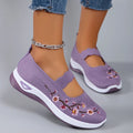 Floral Breathable Mesh Flat Shoes Purple Bazaare Mart Slip On Shoes