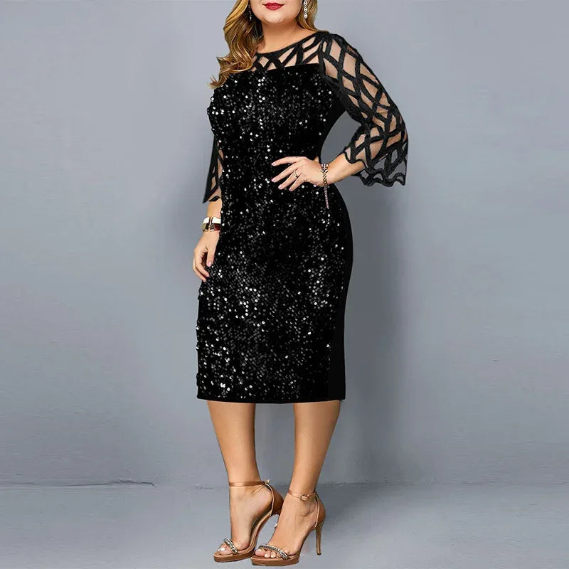 Elegant Sequin Plus Size Dress Black Bazaare Mart Elegant Sequin Plus Size Dress