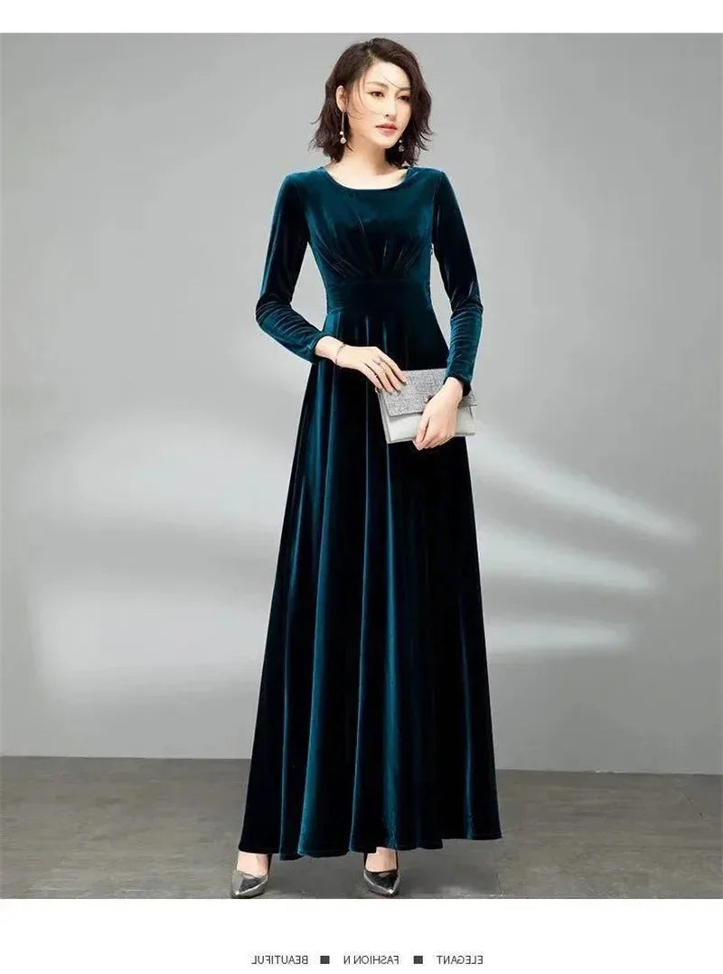 Long Sleeve Velvet Maxi Dress Bazaare Mart Long Sleeve Velvet Maxi Dress