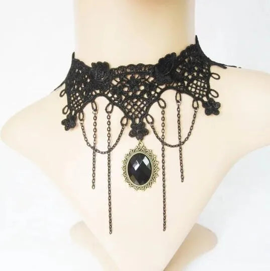 Neo-Gothic Black Lace Choker NXLS24 Bazaare Mart Black Lace Choker