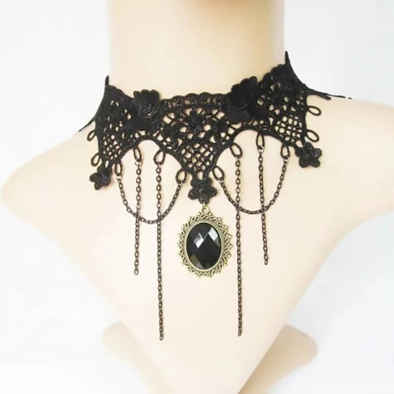 Neo-Gothic Black Lace Choker Bazaare Mart Black Lace Choker