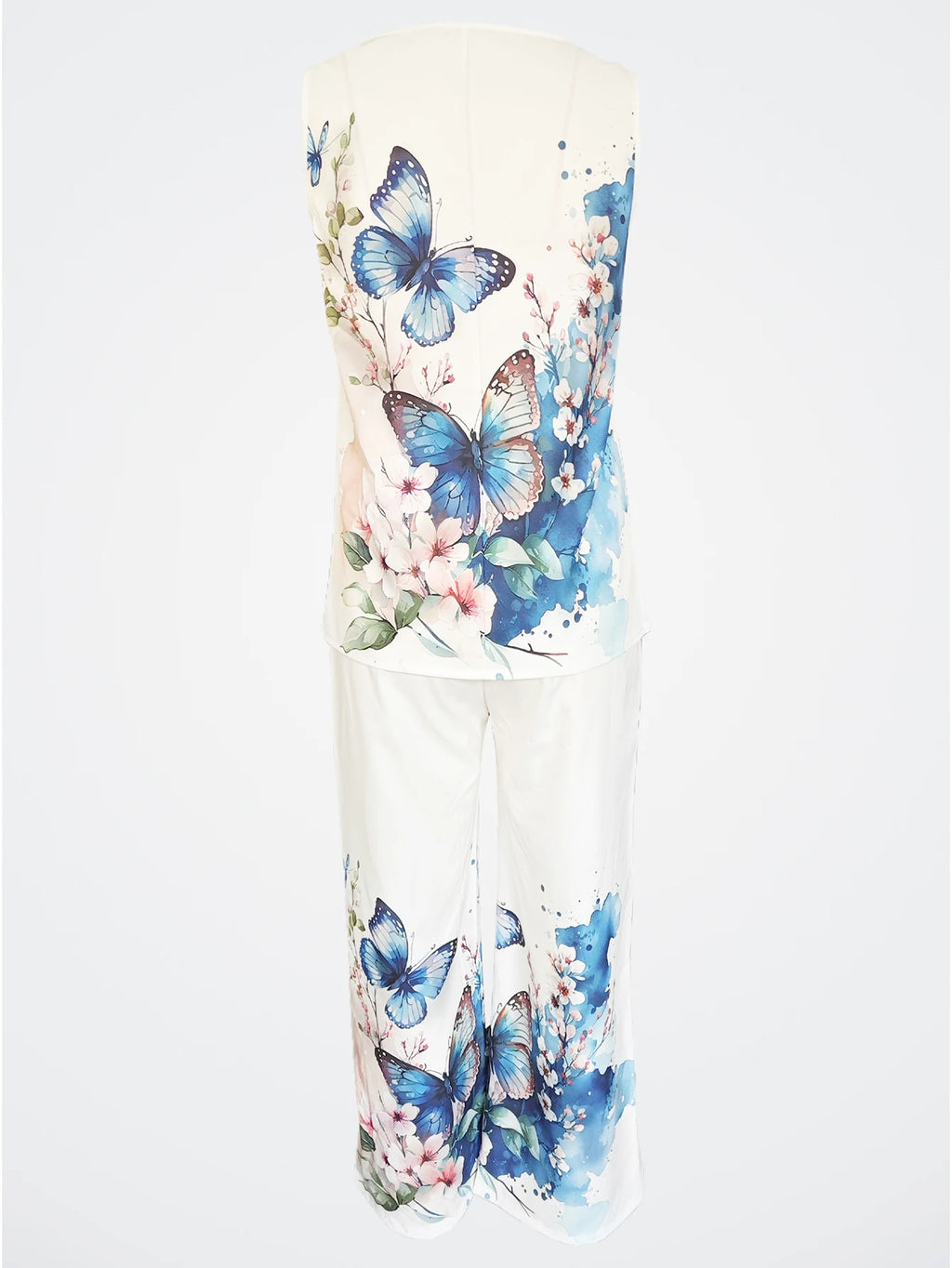 Simple Sleeveless Printed Vest Long Pants Set Women Summer Fashion Round Neck Casual T-Shirt Top Loose Pants Suit Clothes Bazaare Mart