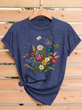 Wildflower Bouquet Women’s Graphic Tee – Colorful Floral Crew Neck Casual T-Shirt TX-WMYZ-1917 Bazaare Mart Lady's T-Shirt