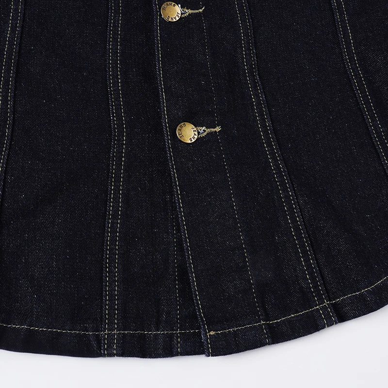 Vintage Midnight Blue Denim Button-Up Shacket