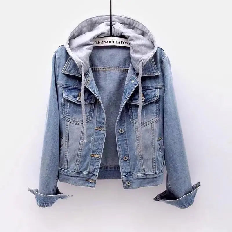 Women's Hooded Denim Jacket – Fleece-Lined Cropped Jean Jacket