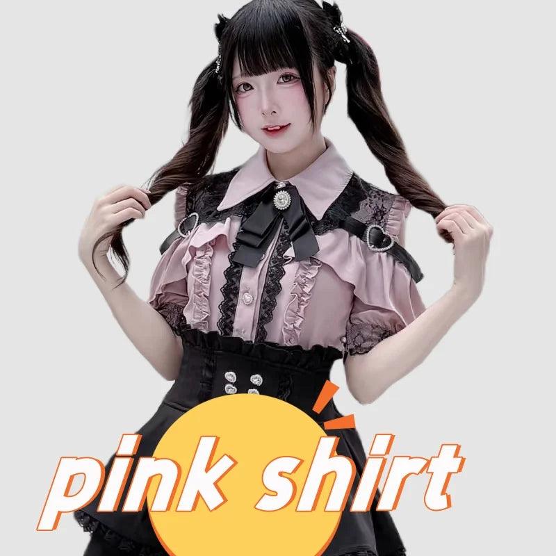 Women's Kawaii Lolita Blouse – Japanese-Inspired Peter Pan Collar Shirt with Lace & Bow Details 37 shirt Bazaare Mart Blouse