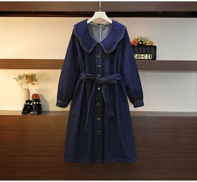 Dark Blue Denim Collared Button Up Dress Bazaare Mart Denim Dress