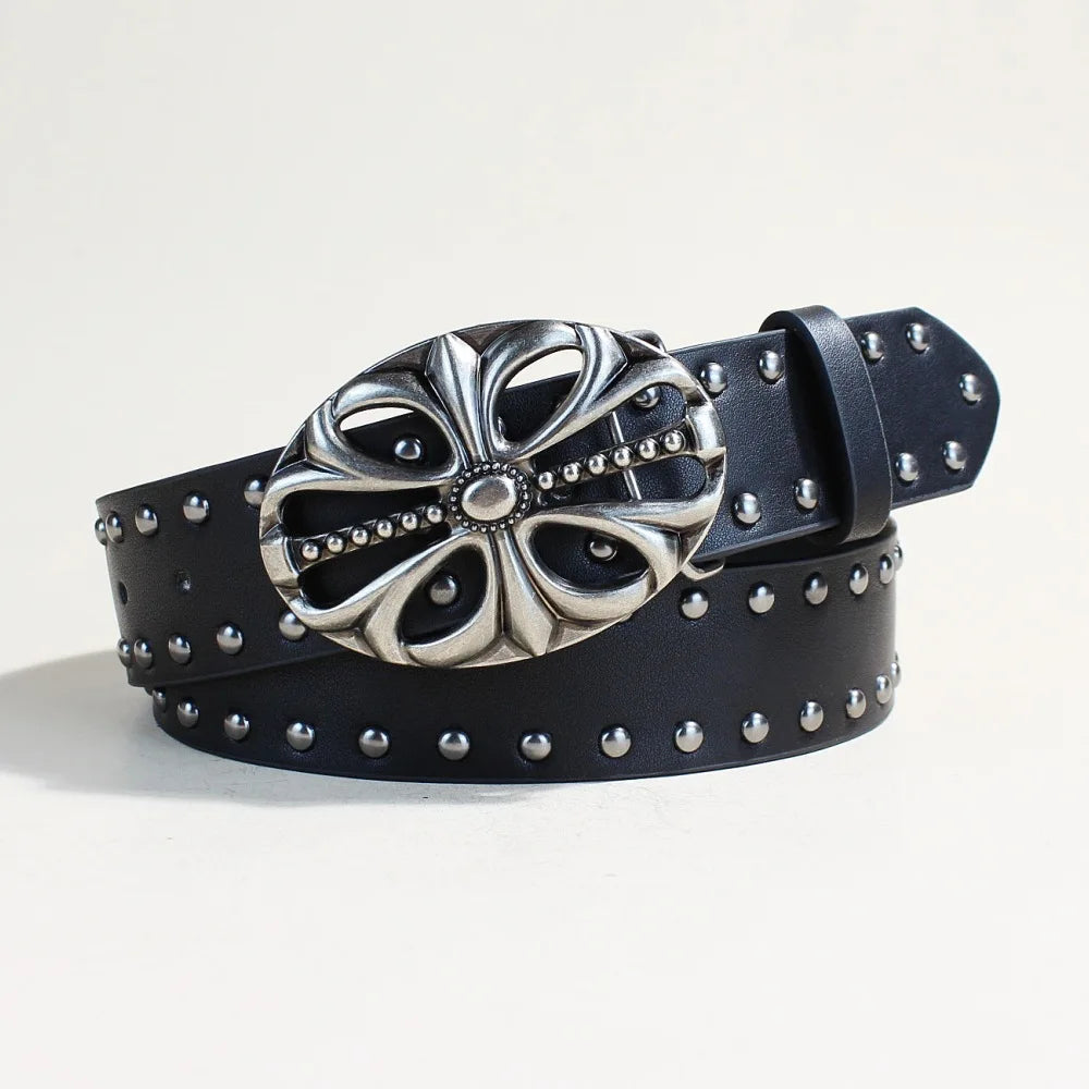 Y2K Rivet Punk Wide Belt B-110cm 105CM Bazaare Mart Y2K Rivet Punk Wide Belt