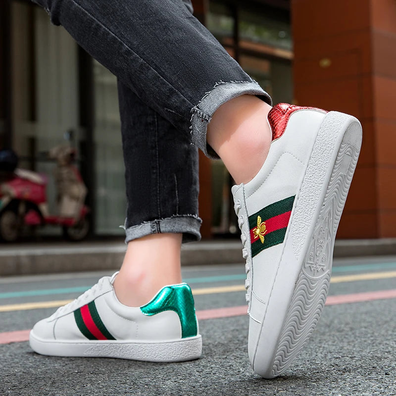 Tri Stripe Gold Bee Designer Style Sneakers