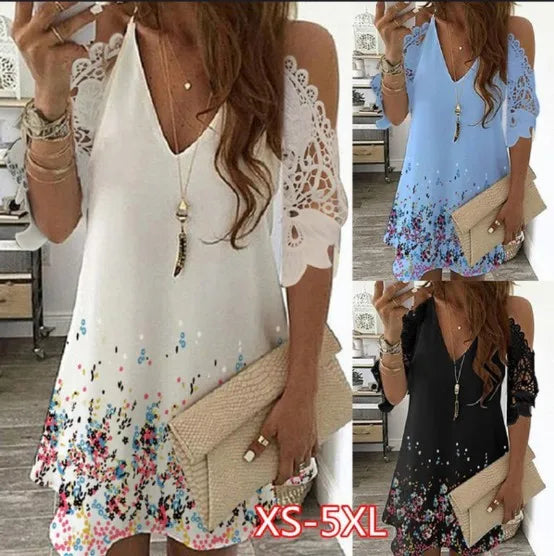 Lace Cold-Shoulder Dress Bazaare Mart Lacy Cold-Shoulder Dress