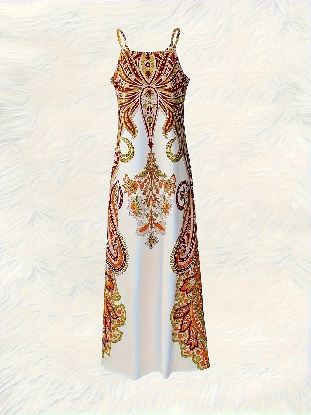Bohemian Floral Maxi Dress – Elegant V-Neck Vacation Sundress for Women Bazaare Mart Sleeveless Maxi Dress