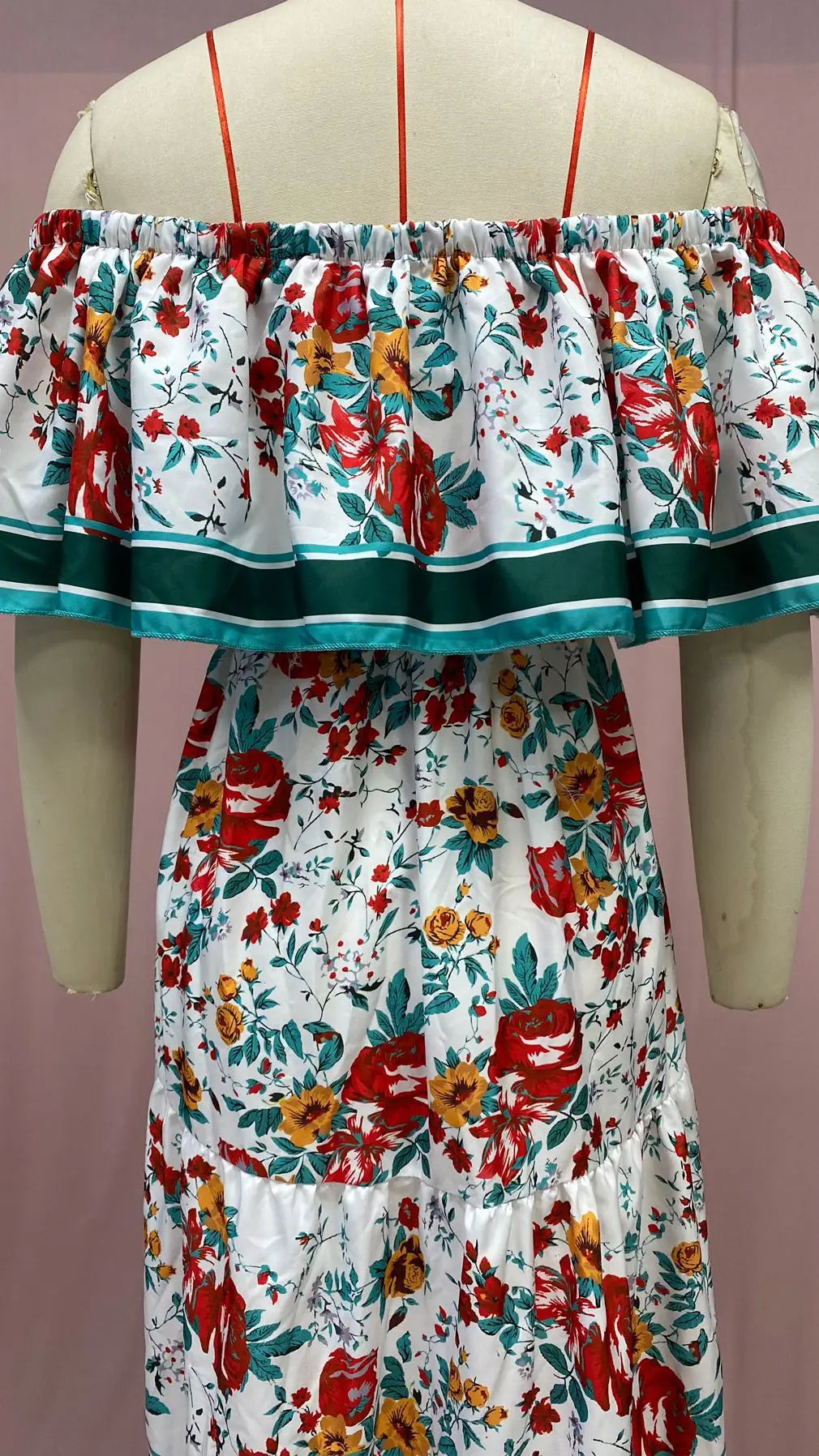 Off-shoulder Long Ruffled Peasant Dress