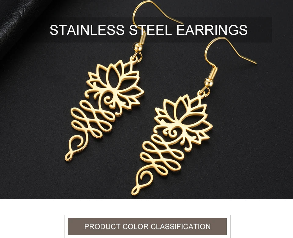 Hollow Lotus Flower Drop Earrings