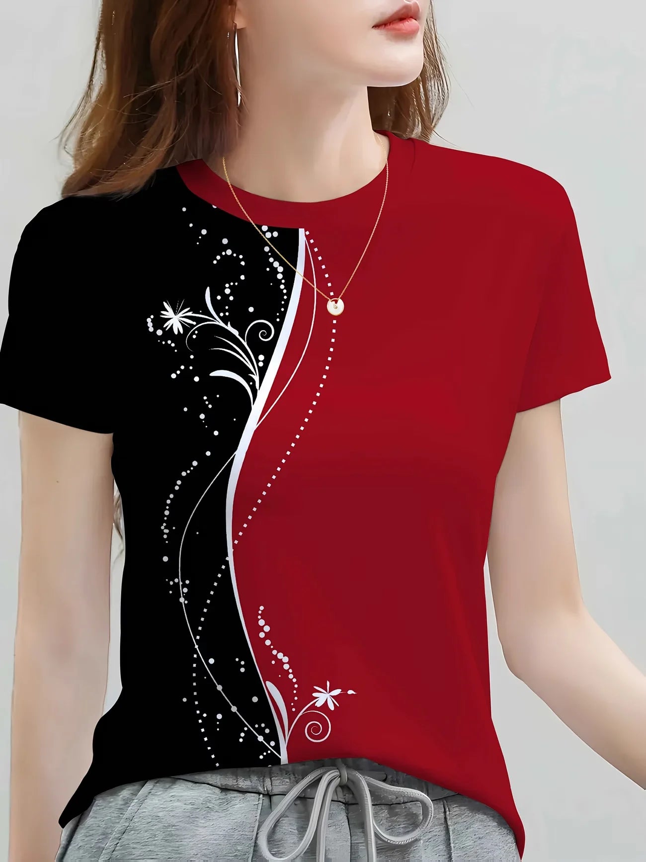 Women’s Graphic Summer Casual T-Shirts PB140AT4-HGXG18 Bazaare Mart Lady's T-Shirt