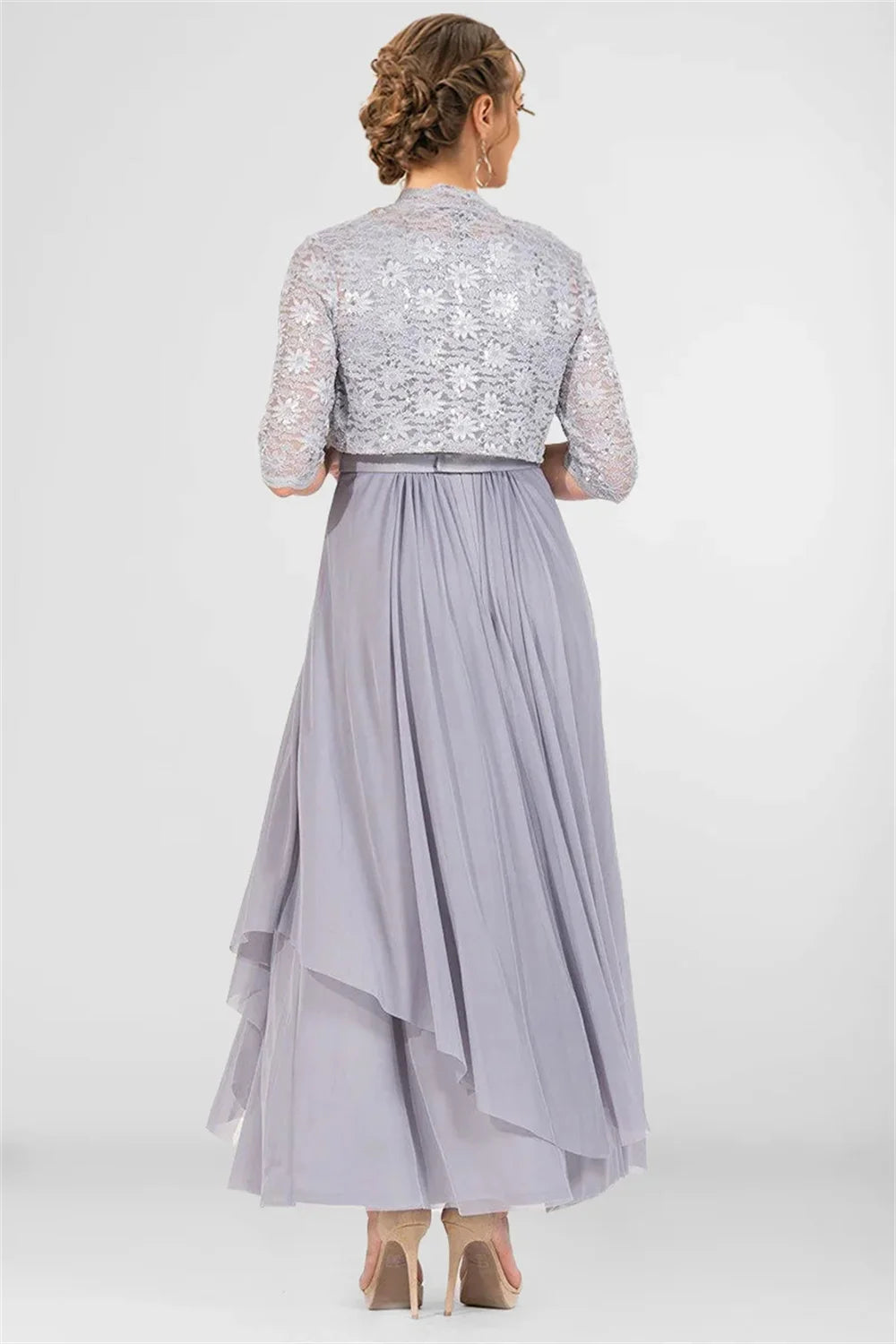 Formal Sequined Chiffon Pleated A-Line Maxi Dress Bazaare Mart Formal A-Line Maxi