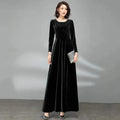 Long Sleeve Velvet Maxi Dress Black Bazaare Mart Long Sleeve Velvet Maxi Dress