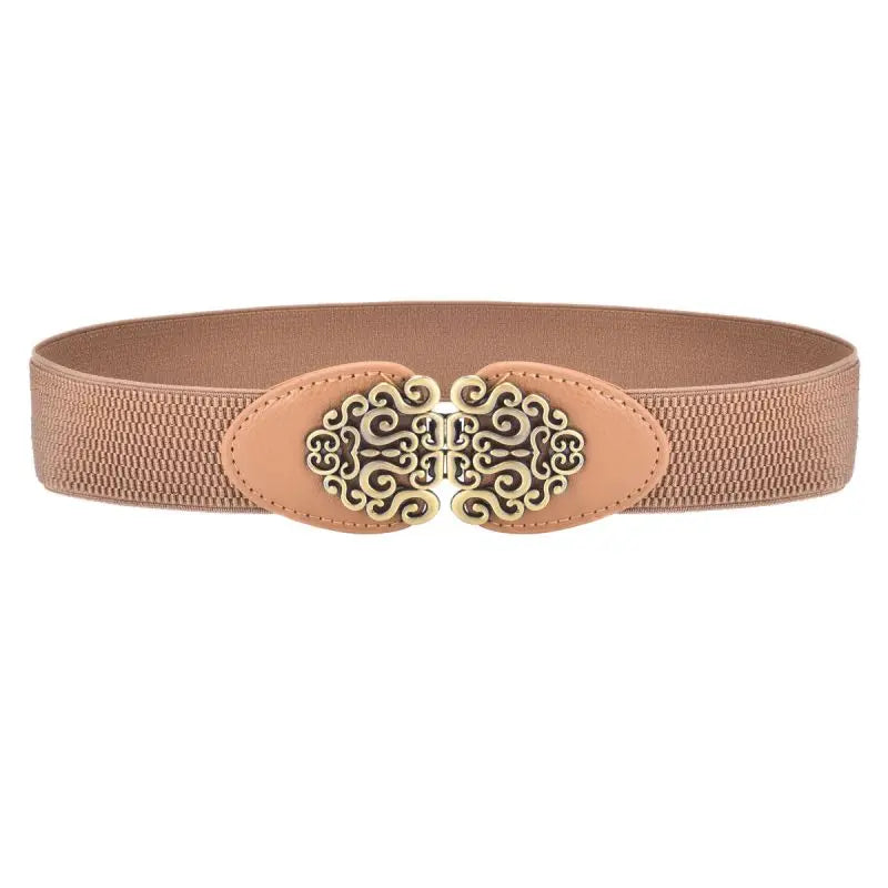 Women's Retro Stretch Belt 4YF-5 khaki Bazaare Mart Belt