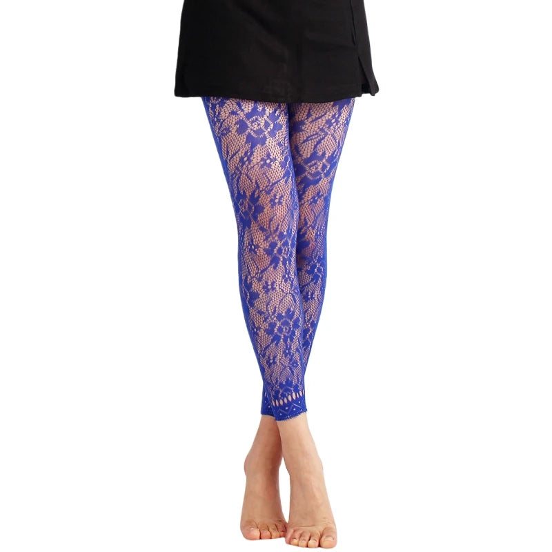 Colored Lace High Waist Footless Tights