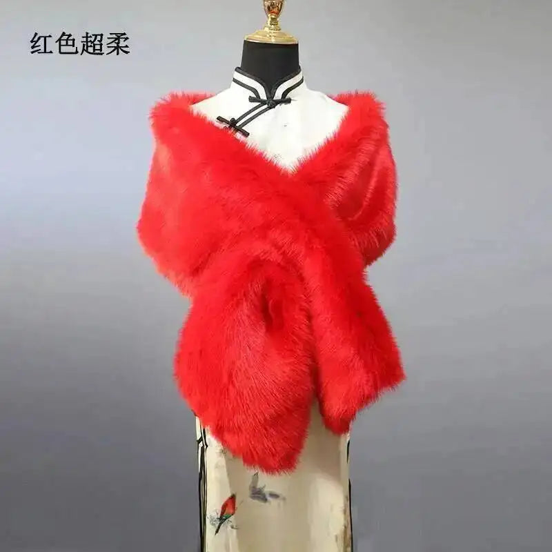 Faux Fur Stole Red Bazaare Mart Faux Fur Stole
