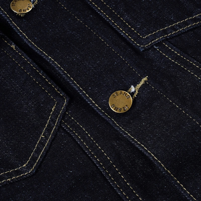 Vintage Midnight Blue Denim Button-Up Shacket