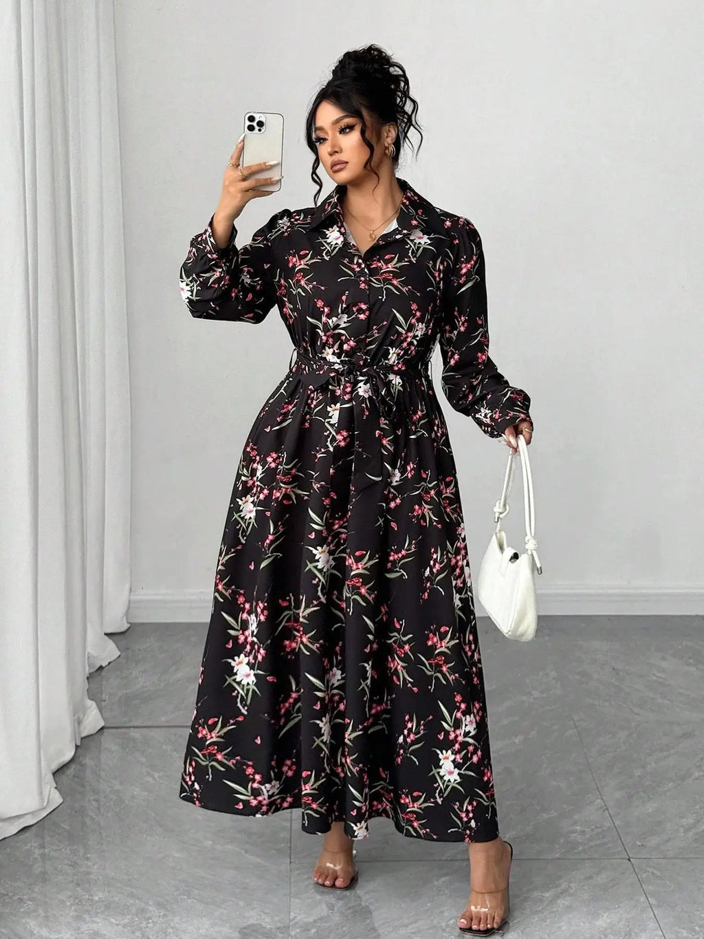 【Plus Size】 All Over Print Dress, Casual Short Dress for Summer, Women's Plus Clothing for Daily Wear Bazaare Mart