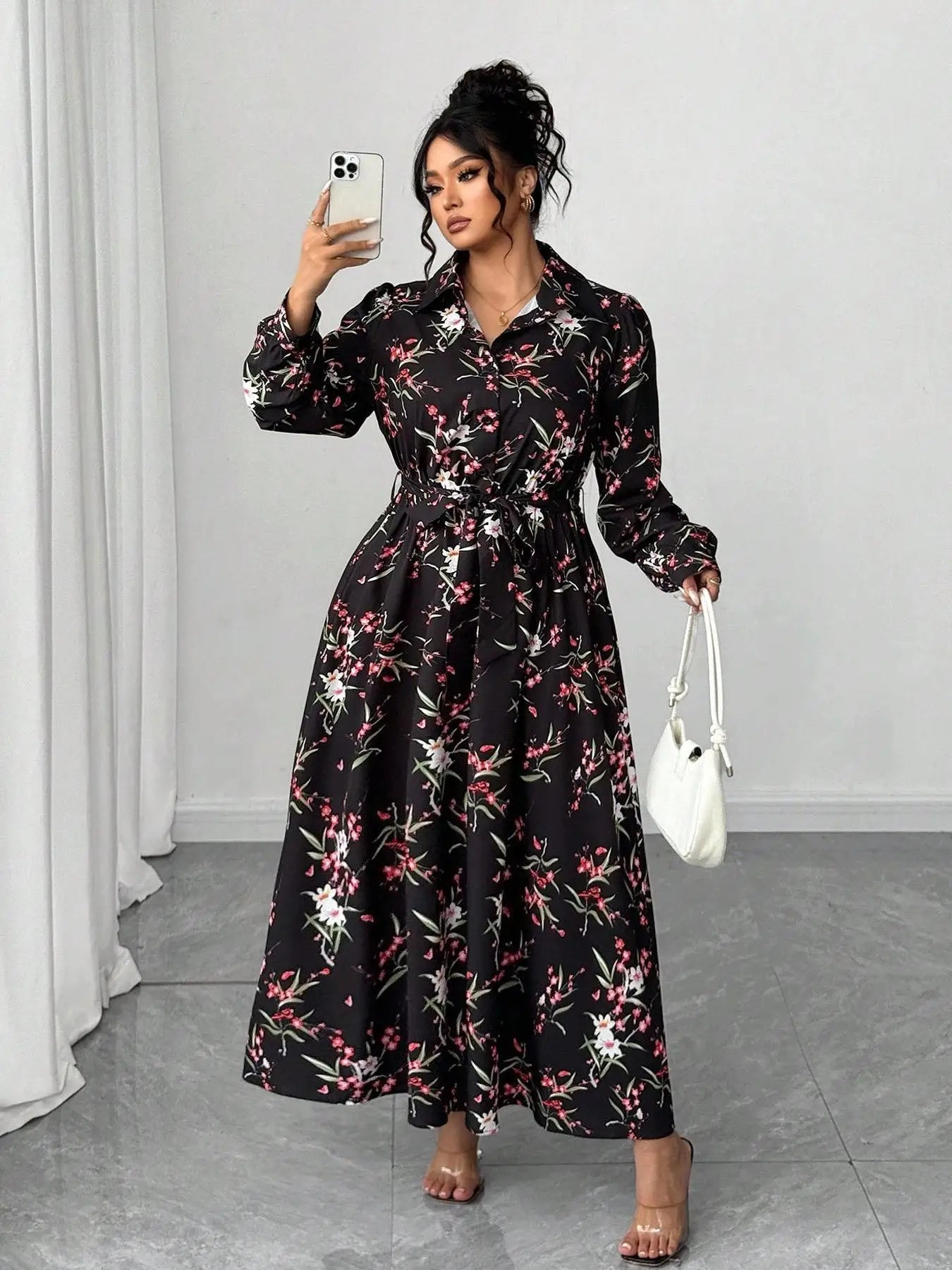 【Plus Size】 All Over Print Dress, Casual Short Dress for Summer, Women's Plus Clothing for Daily Wear Bazaare Mart