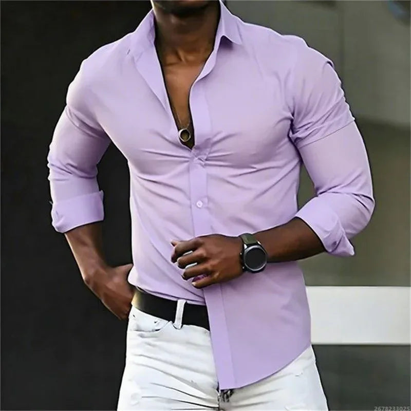 Solid Color Long Sleeve Shirt WSX0955 Bazaare Mart Long Sleeve Button Up Shirt