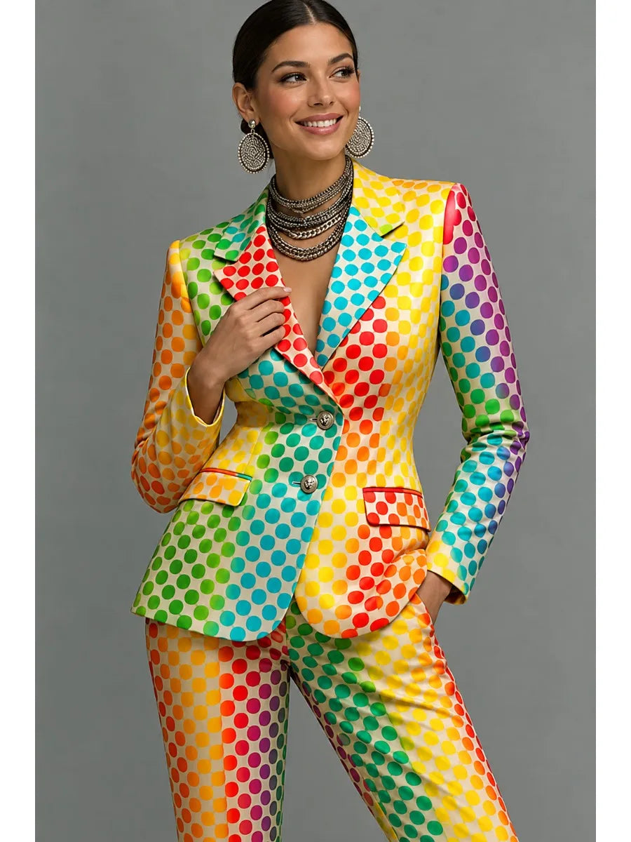Rainbow Polka Dot Blazer – Colorful Statement Jacket