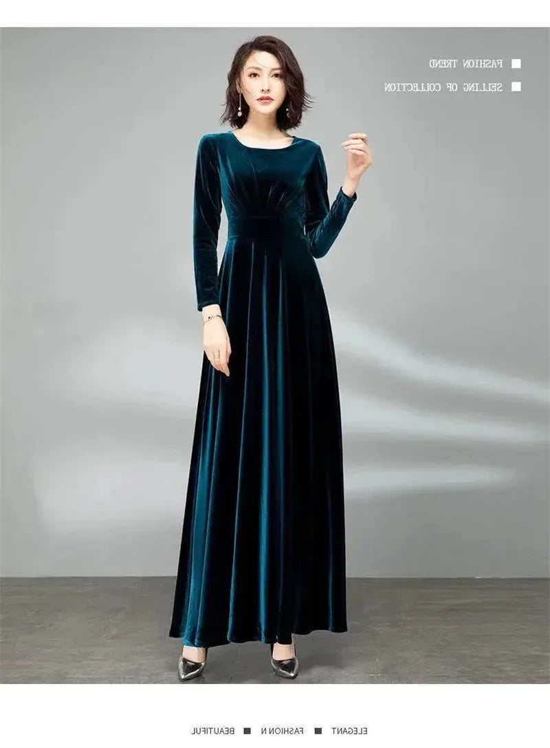 Long Sleeve Velvet Maxi Dress Bazaare Mart Long Sleeve Velvet Maxi Dress