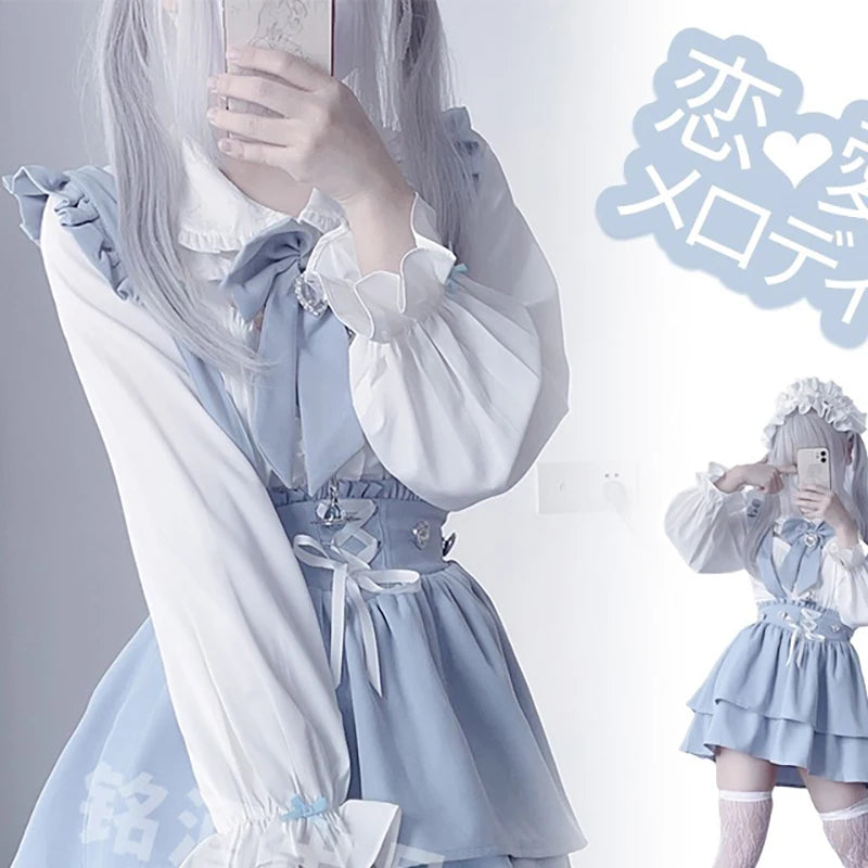 Women's Kawaii Lolita Blouse – Japanese-Inspired Peter Pan Collar Shirt with Lace & Bow Details Bazaare Mart Blouse