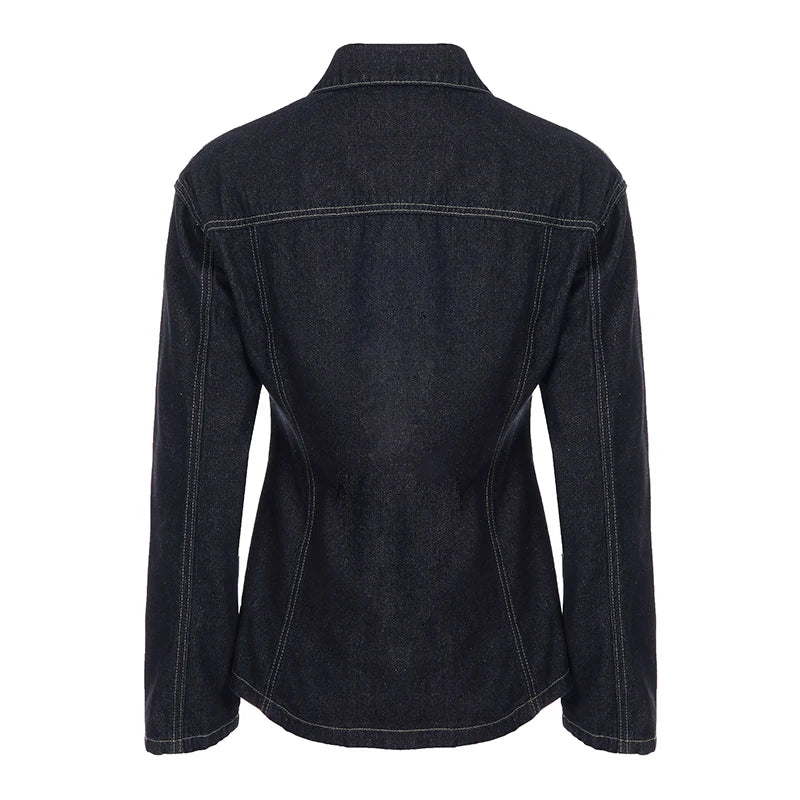 Vintage Midnight Blue Denim Button-Up Shacket