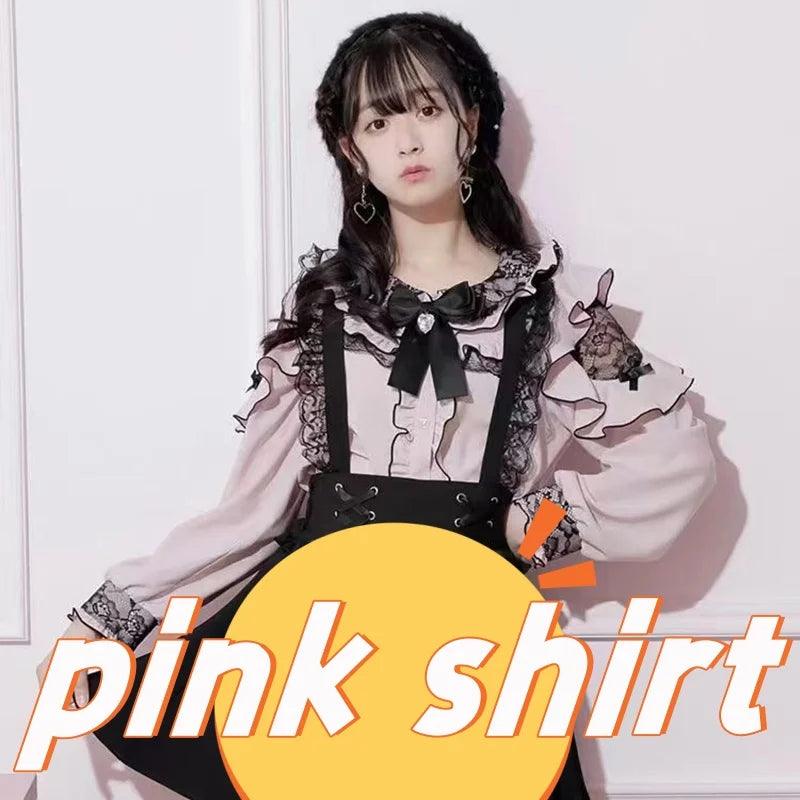 Women's Kawaii Lolita Blouse – Japanese-Inspired Peter Pan Collar Shirt with Lace & Bow Details shirt 50 Bazaare Mart Blouse