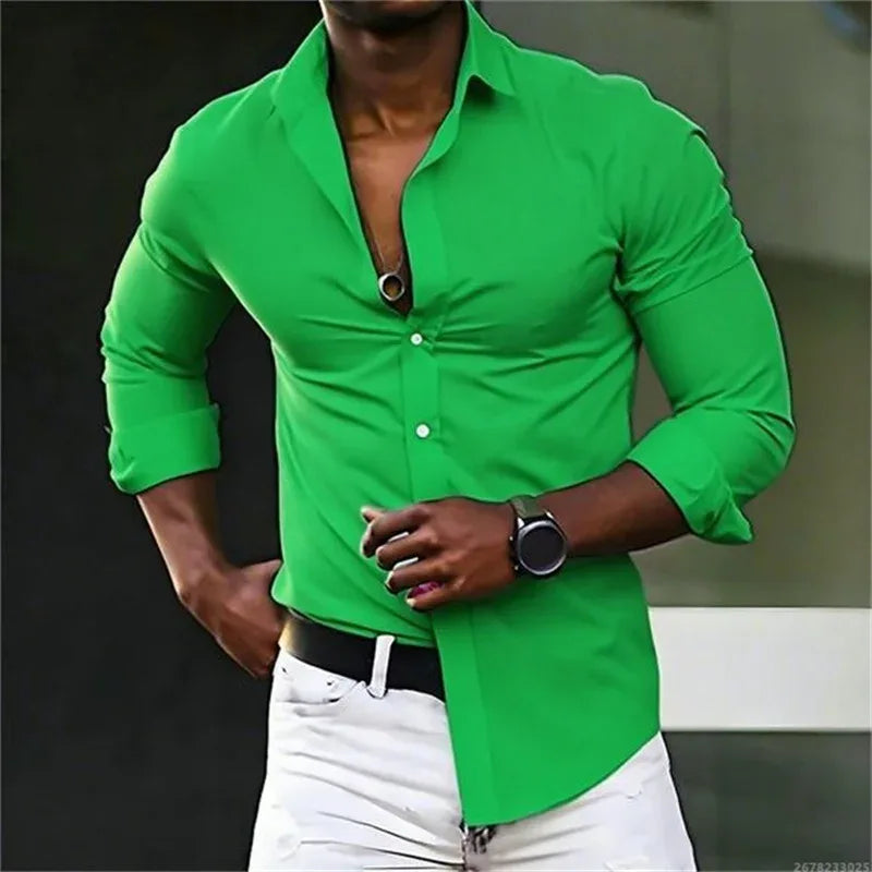 Solid Color Long Sleeve Shirt WSX0956 Bazaare Mart Long Sleeve Button Up Shirt