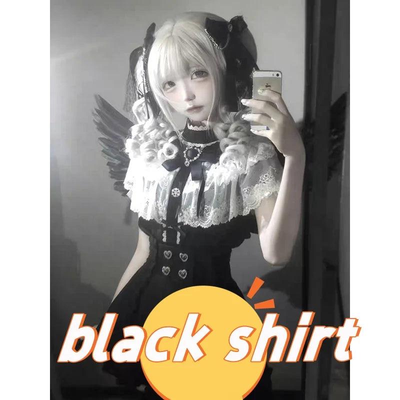 Women's Kawaii Lolita Blouse – Japanese-Inspired Peter Pan Collar Shirt with Lace & Bow Details 15 shirt Bazaare Mart Blouse