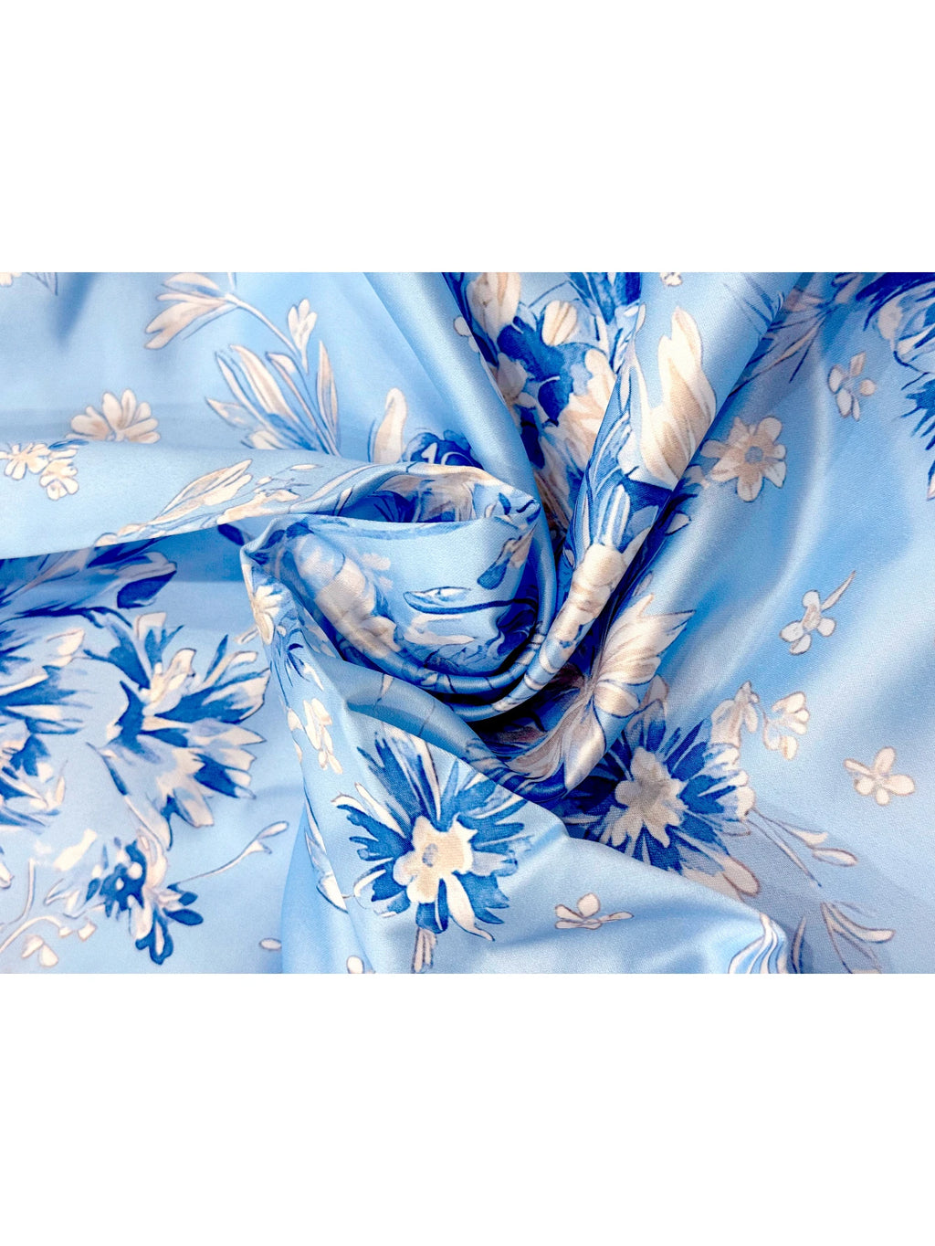 Blue Floral Fit-and-Flare Midi Dress