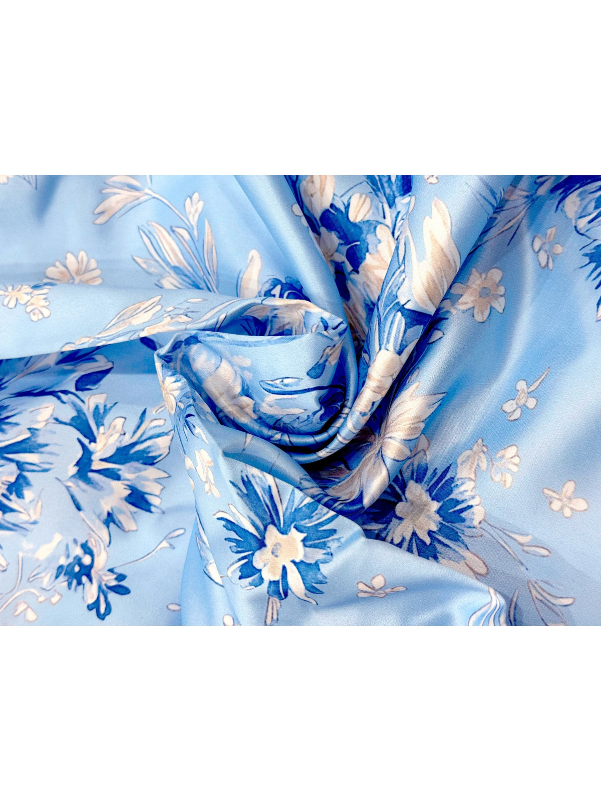 Blue Floral Fit-and-Flare Midi Dress