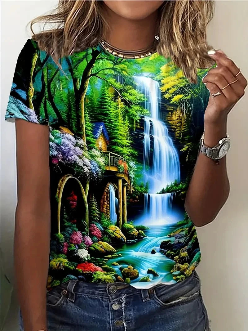 Plus Size 3D Printed Short Sleeve T-shirts