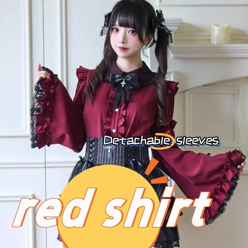 Women's Kawaii Lolita Blouse – Japanese-Inspired Peter Pan Collar Shirt with Lace & Bow Details shirt 38 Bazaare Mart Blouse