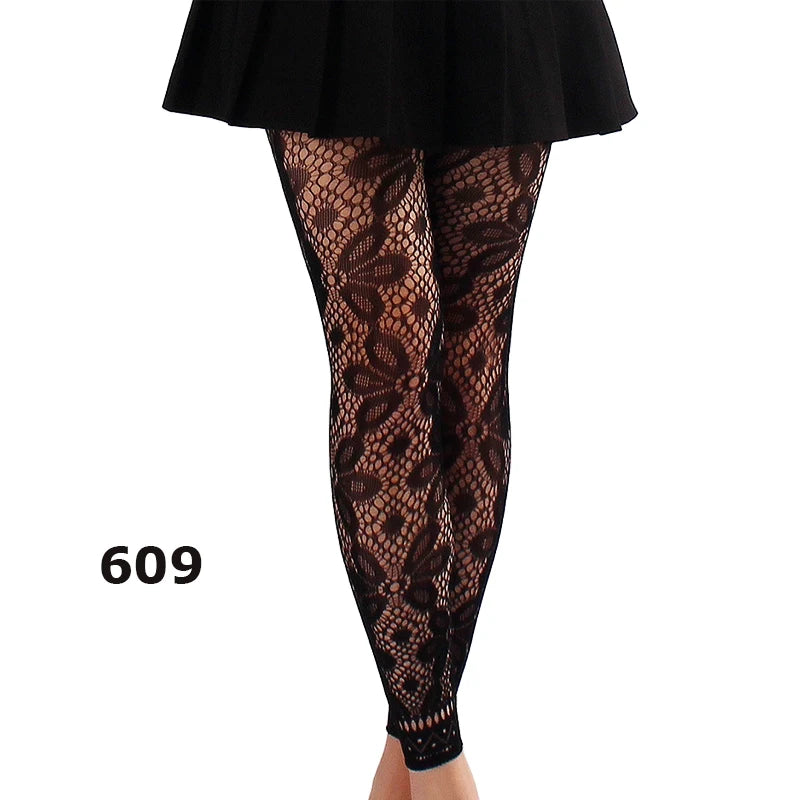Colored Lace High Waist Footless Tights
