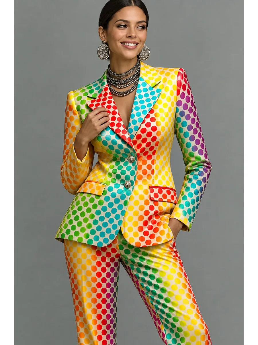 Rainbow Polka Dot Blazer – Colorful Statement Jacket