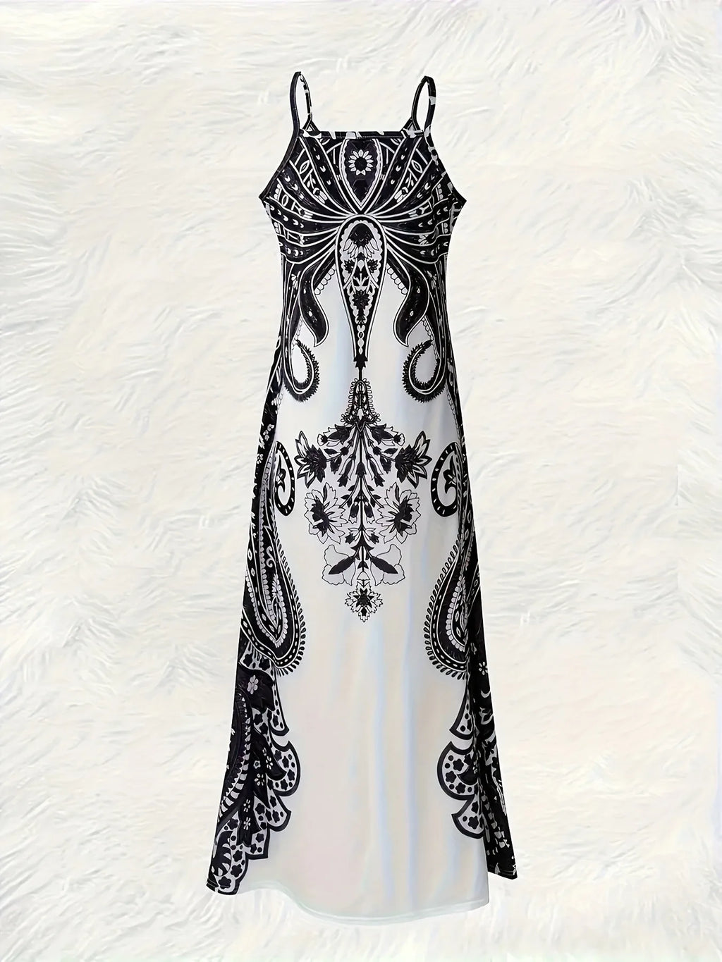 Bohemian Floral Maxi Dress – Elegant V-Neck Vacation Sundress for Women Bazaare Mart Sleeveless Maxi Dress