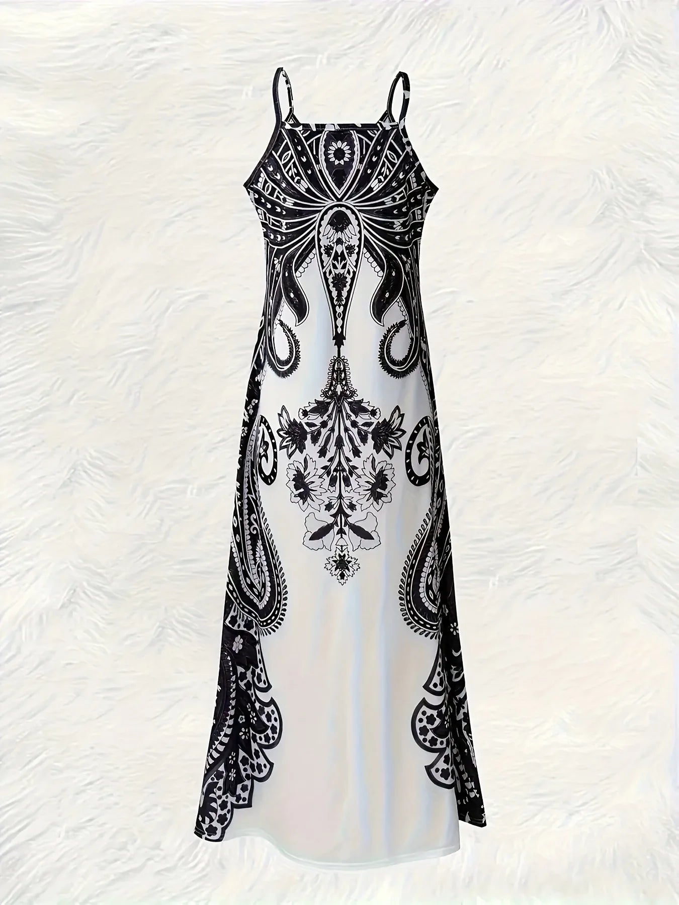 Bohemian Floral Maxi Dress – Elegant V-Neck Vacation Sundress for Women Bazaare Mart Sleeveless Maxi Dress