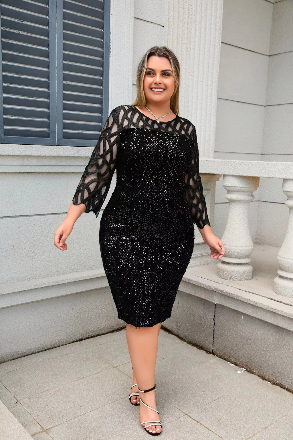 Sequin Lacy  Mesh Party Dress