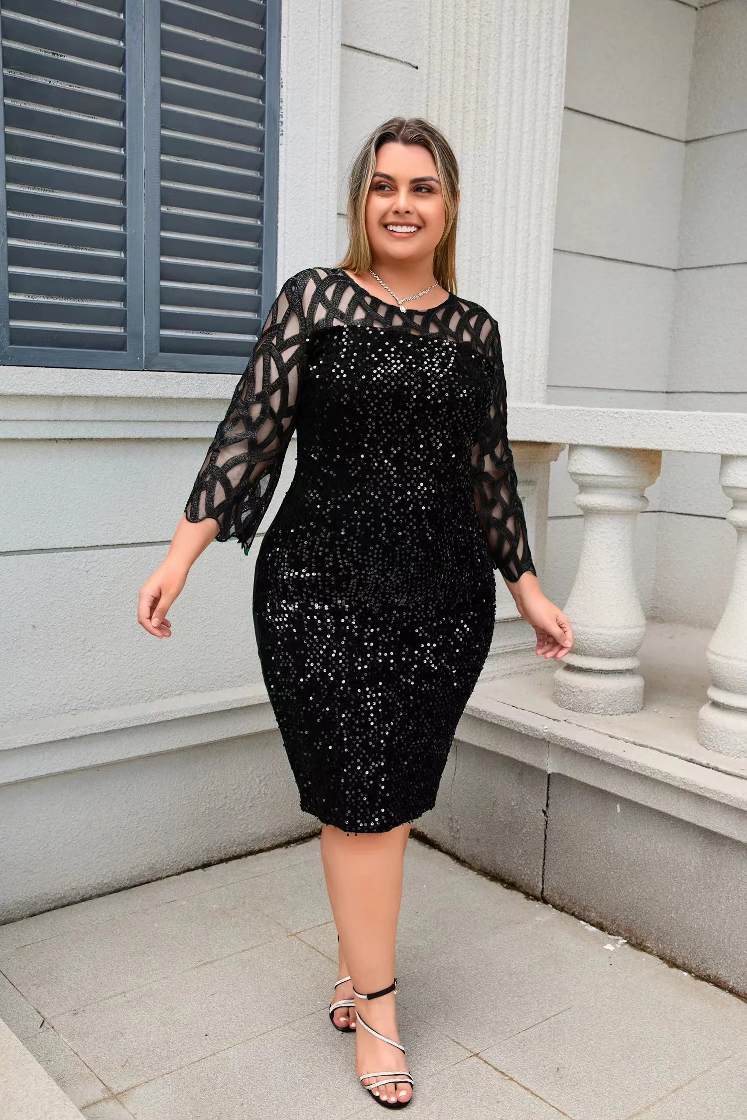 Sequin Lacy  Mesh Party Dress