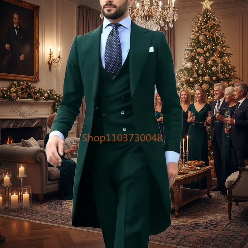 3Pc Long Formal Men's Suit