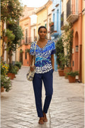 Floral Short Sleeve V Neck Tees