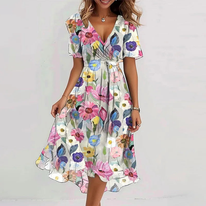 Elegant Floral Surplice Midi Dress Colour 2 Bazaare Mart Surplice Midi Dress