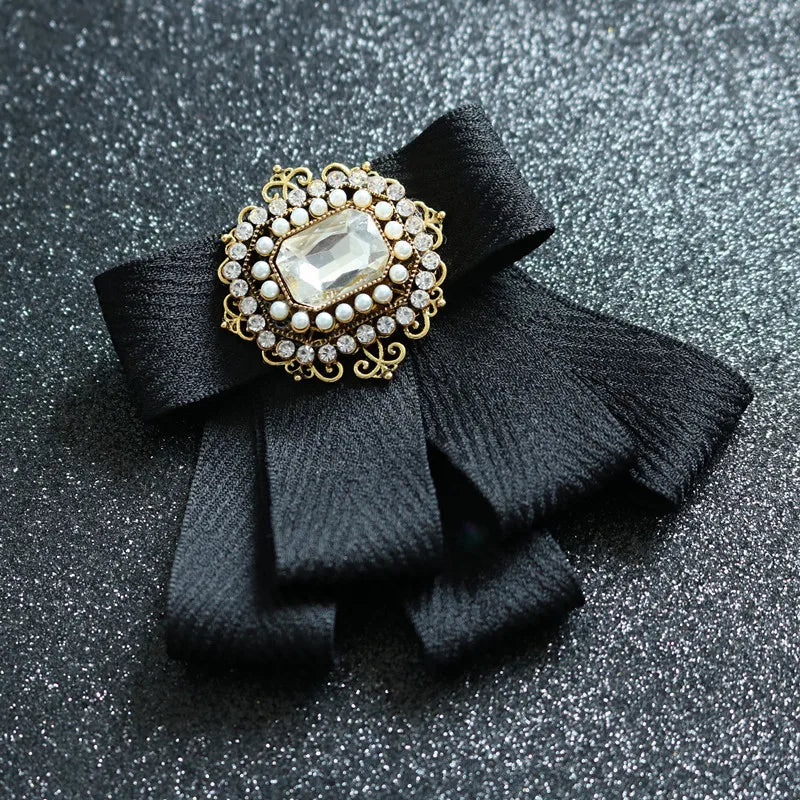 Fashion British Multi-layer Wedding Ribbon and Crystal Bowtie Bazaare Mart Fancy Jeweled Neck Tie