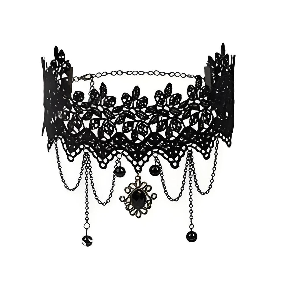 Neo-Gothic Black Lace Choker NXLS21 Bazaare Mart Black Lace Choker