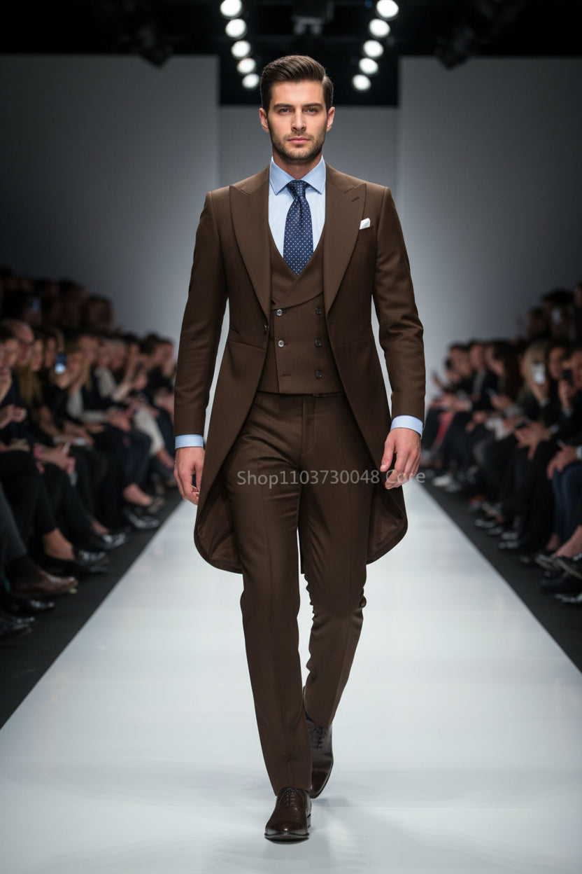 3Pc Long Formal Men's Suit